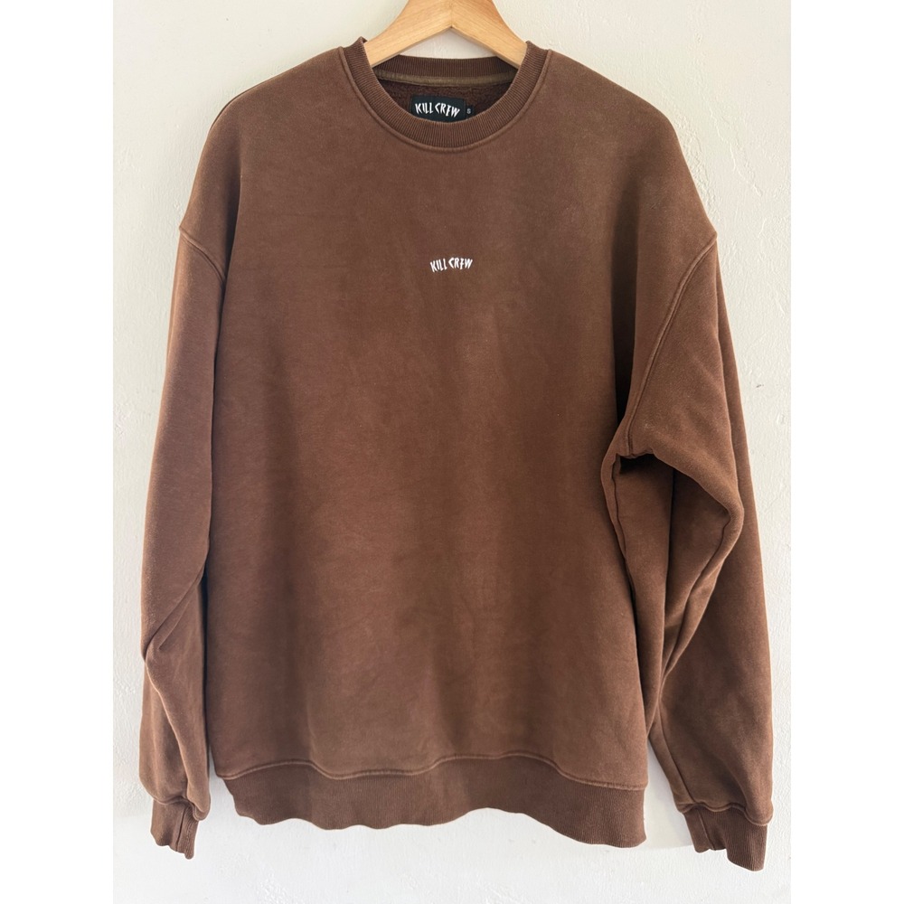 Kill Crew Mens Brown Crewneck Sweatshirt Small Embroidered Logo